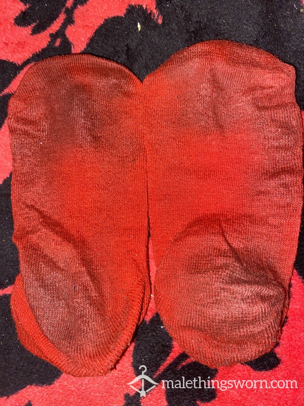 Red Sweaty Ankle Socks.