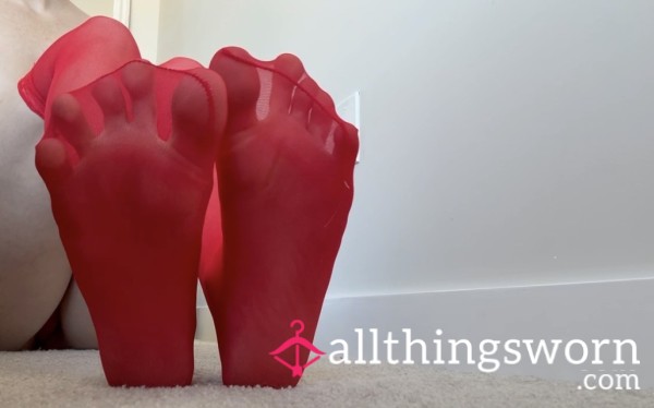 Red Thigh High Nylons