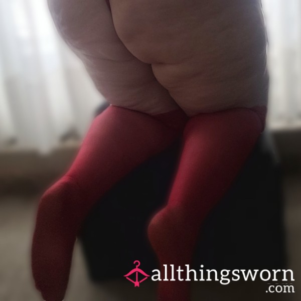 👠♥️Red Thigh High Stockings👄 Free Shipping, Proof Of Wear, Strongly Scented🦶❤️👠