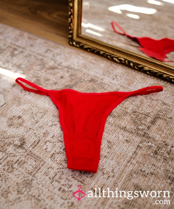 Red Thong, 48hr Wear! 🍒