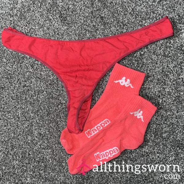 Red Thong And Sock Bundle