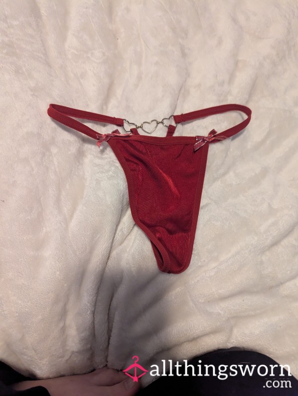 Red Thong With Heart Chains And Bows