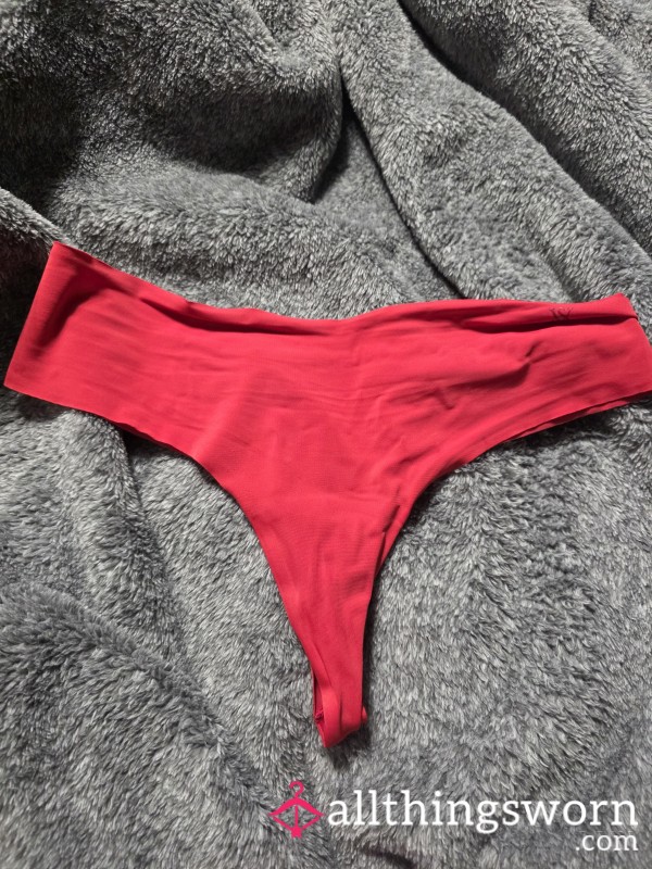 Red Thong Worn On 13 Hour Shift. Victoria's Secret.