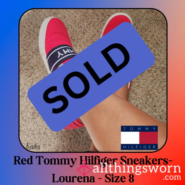 ‼️ 𝐒𝐎𝐋𝐃 ‼️Red Tommy Hilfiger Sneakers - Lourena - Size 8
