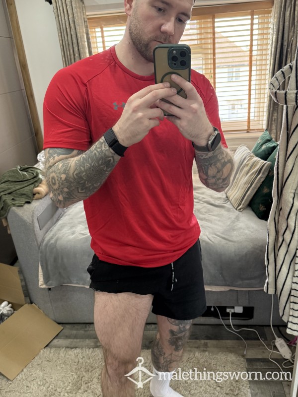 Red Under Armour Tech Gym Tee