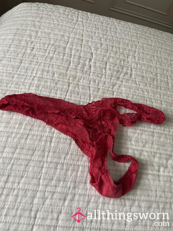 Red Used Lacey Thong