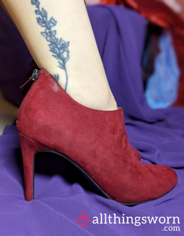 Red Velvet High Heel Booties