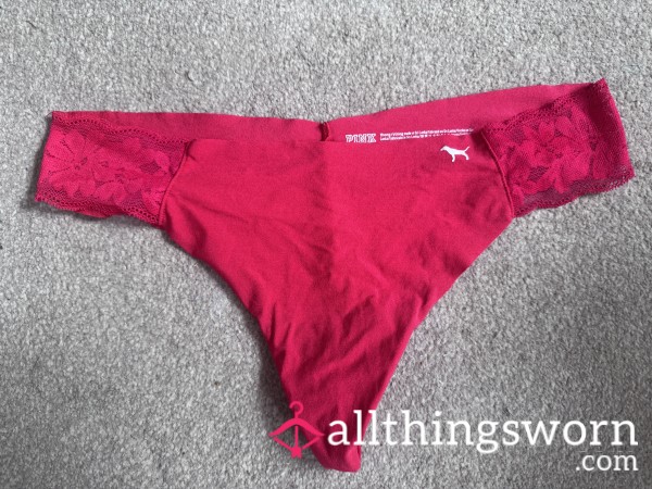 Red Victoria’s Secret  Seamless Thong, Includes Proof Of Wear Photos