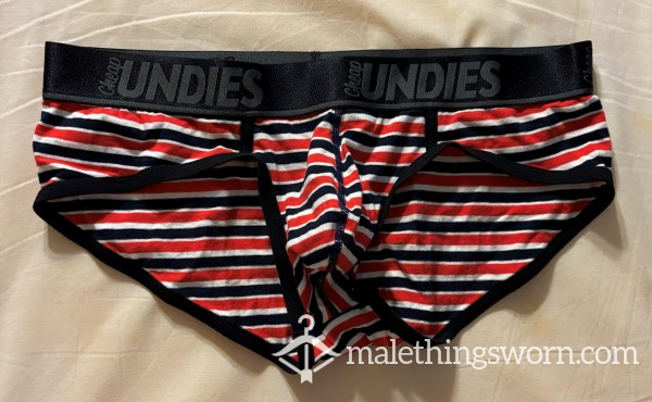 Red, White, And Black Striped Briefs Size XL