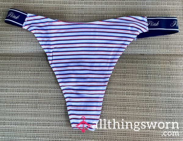 Red, White And Blue Striped Thong - VS PINK