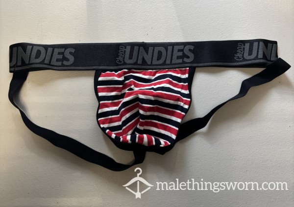 Red White Black Striped Jock Size XL