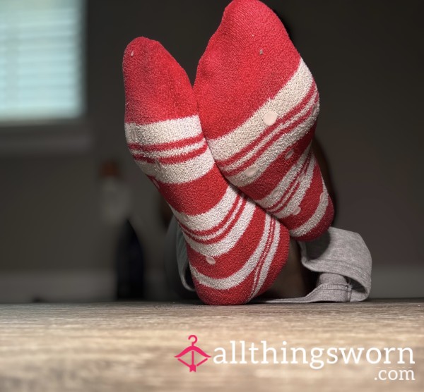 Red & White Socks W/ Grips