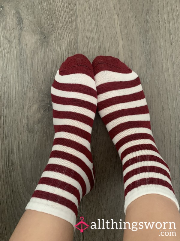 ❤️ Red/ White Stripey Socks ❤️