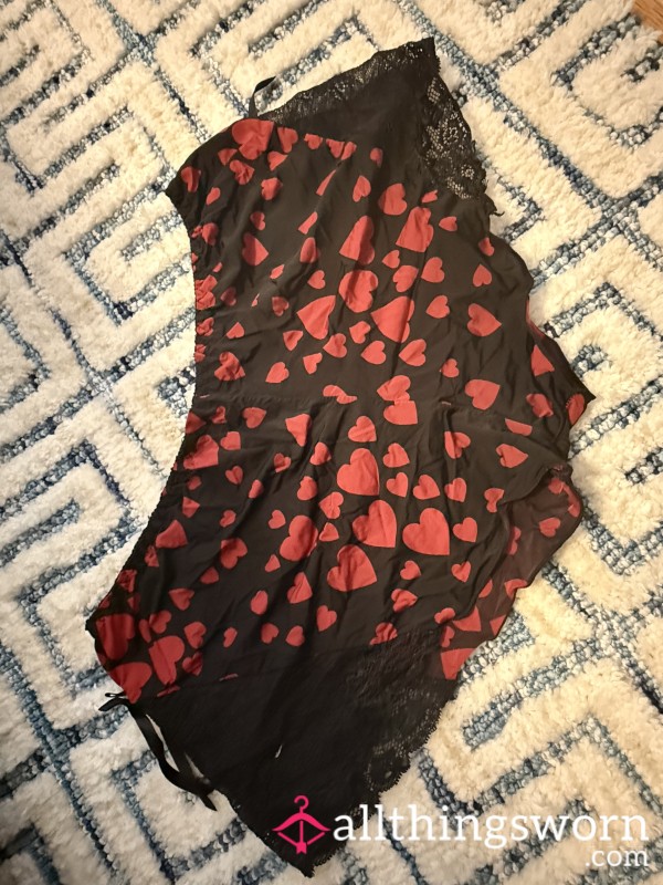 Red With Heart Silky Booty Shortd
