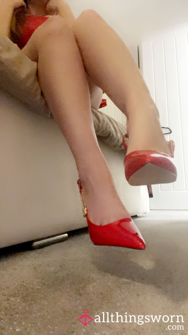Red Worn High Heels