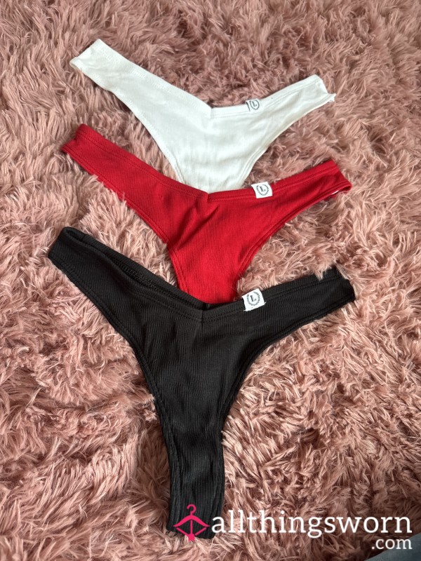 Red,black,white Cotton Thong