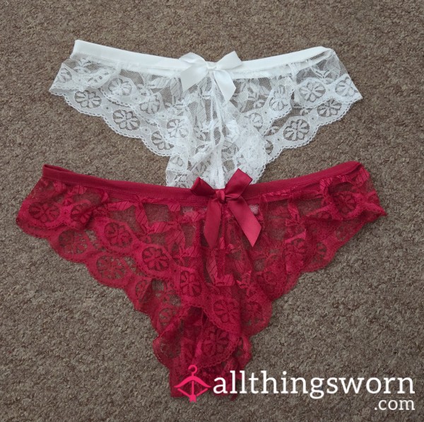 Red/White Lace Bow Panties!