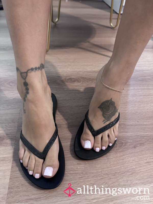 Reef Black Glittery Flip Flops