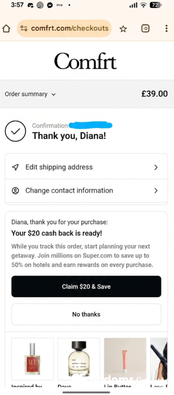Reimburse My Comft Order