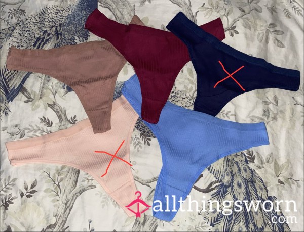 Ribbed Cotton Thongs