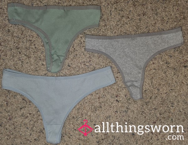 Ribbed Cotton Thongs