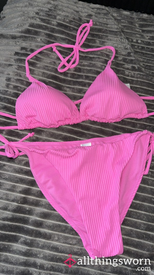 Ribbed Pink Bikini