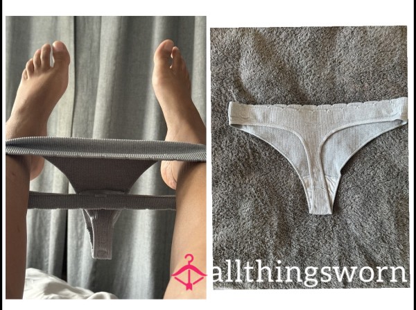 Ribbed Seam Free Grey Gym Thong