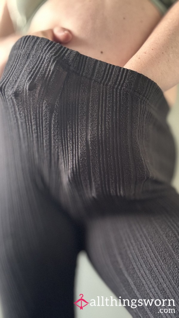 Ribbed Soft Leggings Worn Pantyless Super Stretchy
