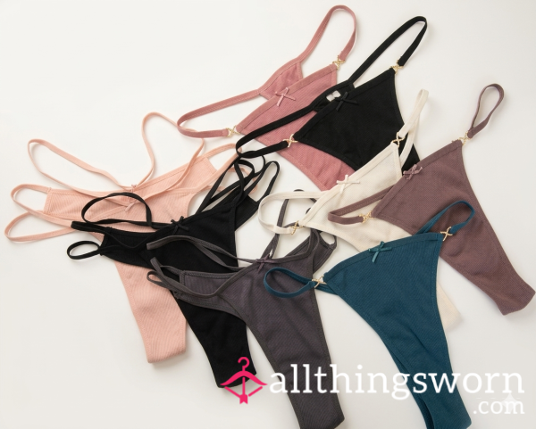 Ribbed String Cotton Thongs – Pick Your Favorite 🖤🌸 L/XL