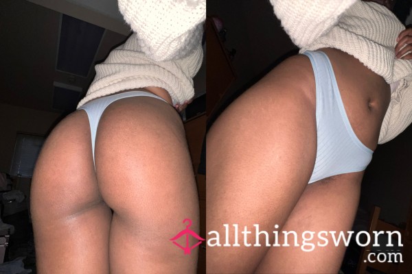 Ribbed Thong (blue) Well Worn From A College Student