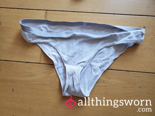 Ribbed Worn White Underwear