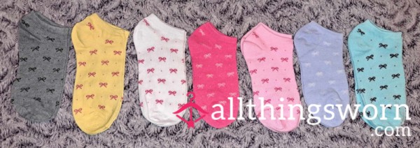 Ribbon Print Ankle Socks