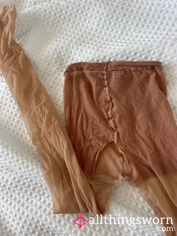 Ripped And C*m Stained Glossy Tights