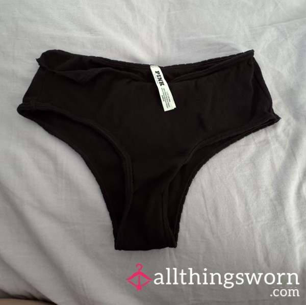 Ripped Black Cotton Full Back PINK Panties