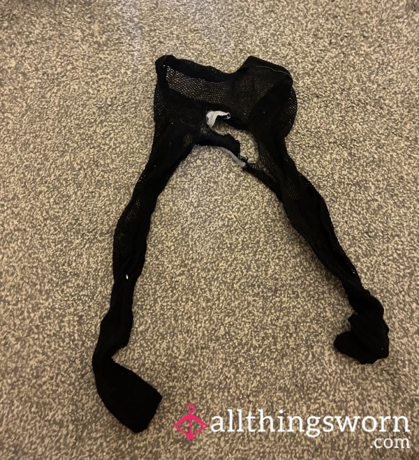 Ripped Dirty S** Worn Fishnet Tights Pantyhose