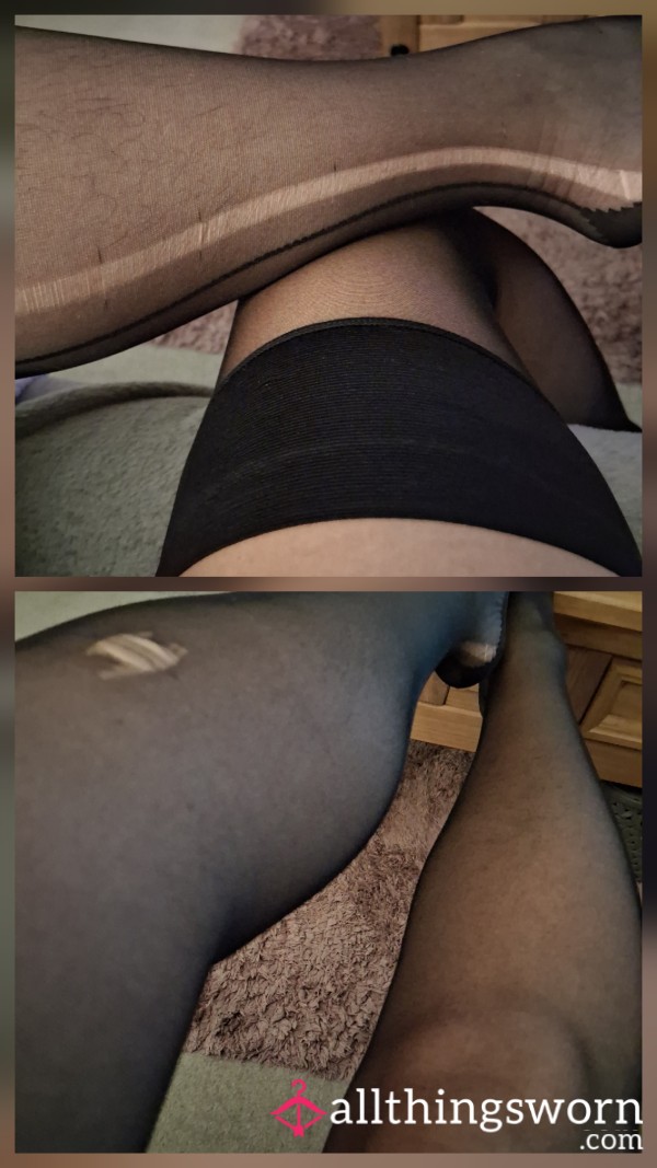 Sheer Black Ripped Hold-Ups – Beautifully Worn & Full Of Edge
