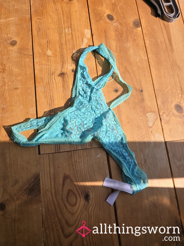 Ripped Teal Thong