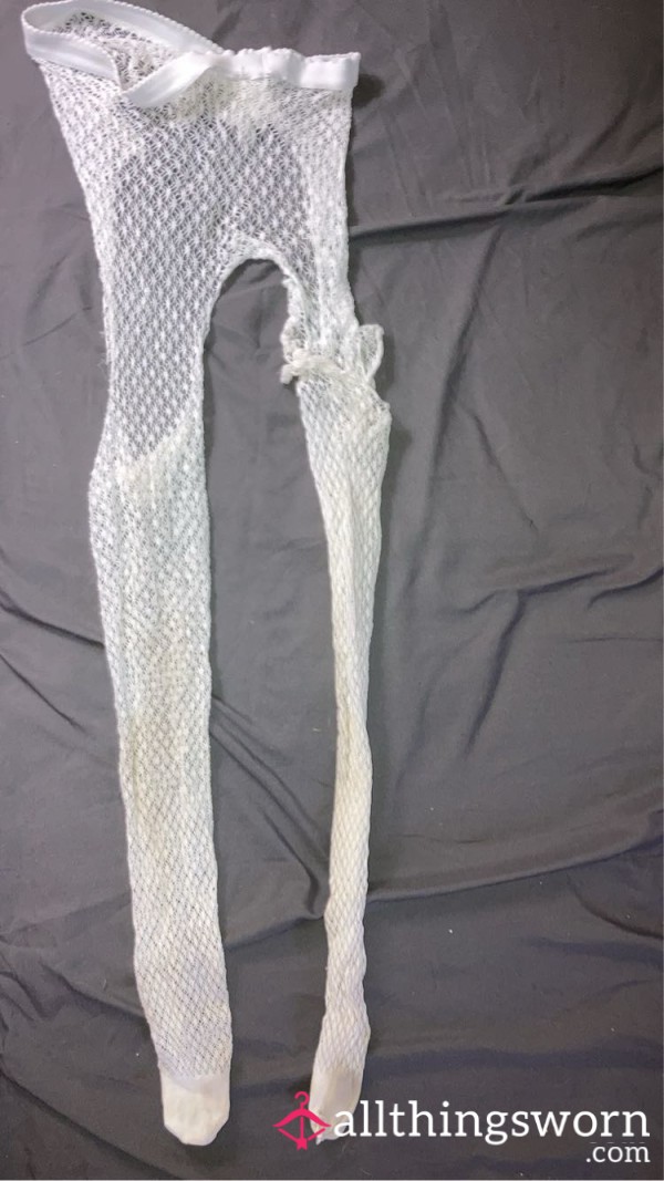 Ripped White Fishnets