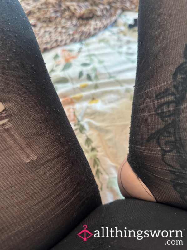 Ripped Worn Chub Rub Tights