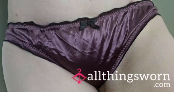 Romantic Purple Ruffle Panty With Silky Shine & Bow Detail