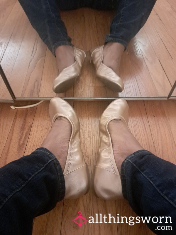 Rose Gold Metallic Flats -sz10