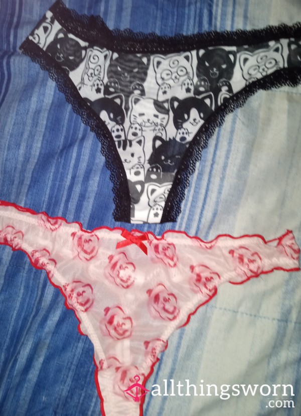 Rose Mesh And Black And White Thong