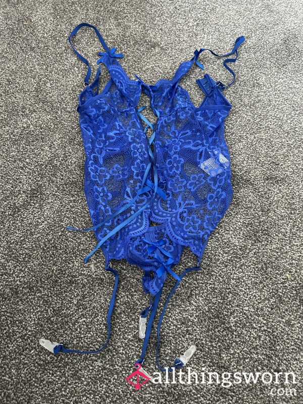 💙Royal Blue Lace Bodysuit With Suspender Straps 💙