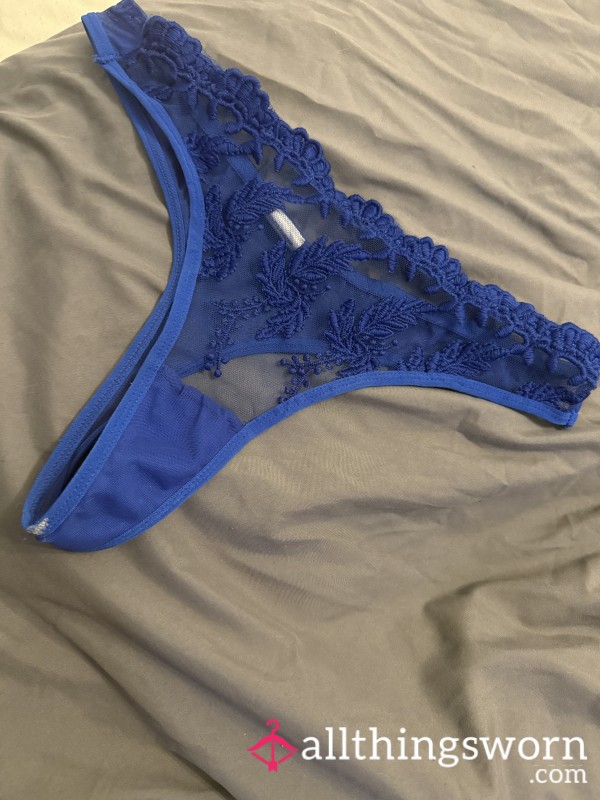 💙 Royal Blue Lace Thong – Worn & Ready To Ship 💙
