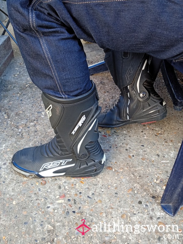 RST Motorcycle Boots — Worn By My Alpha, Reeking & Ready 🔥