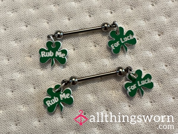 “Rub Me For Luck” Nipple Rings