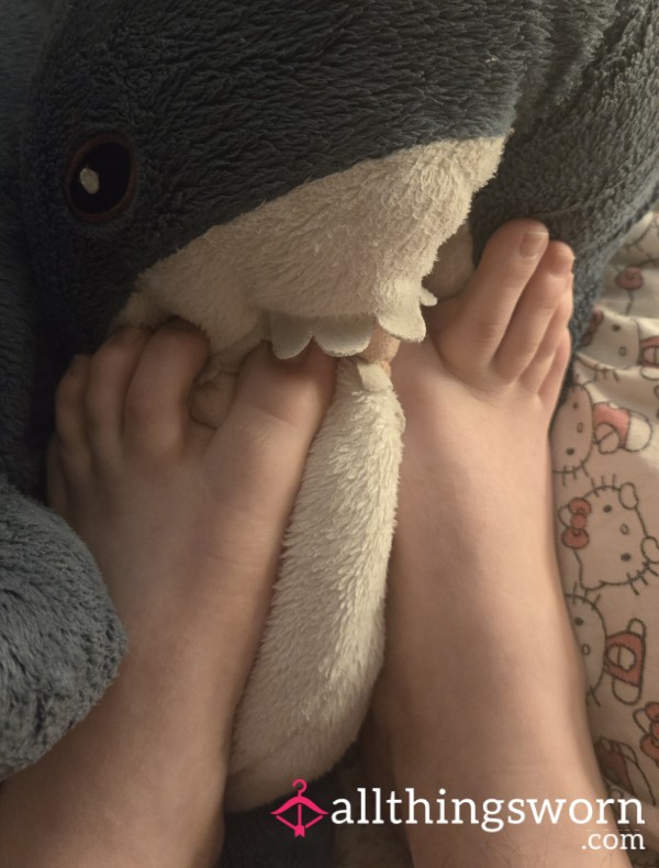 Rubbing My Feet On My Shark Stuffie!! :3