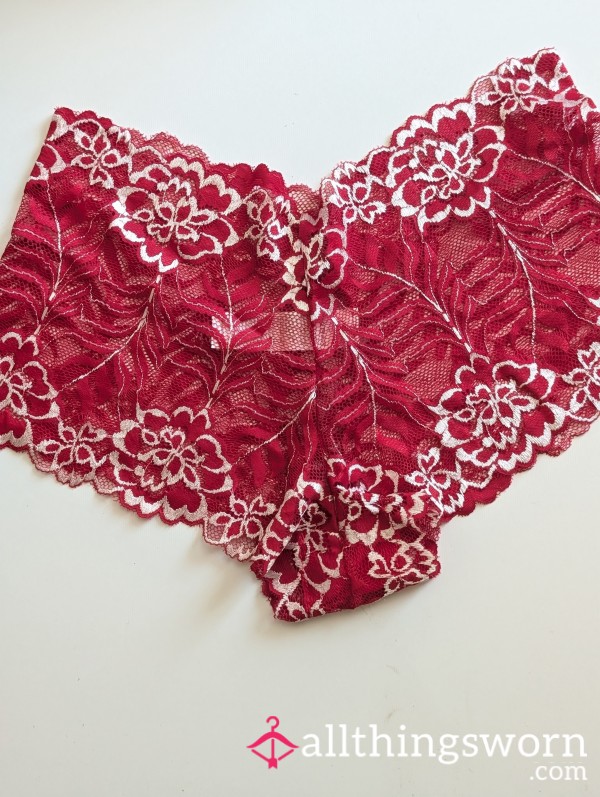 Ruby Red Flor*l Lace Panties ❤️✨