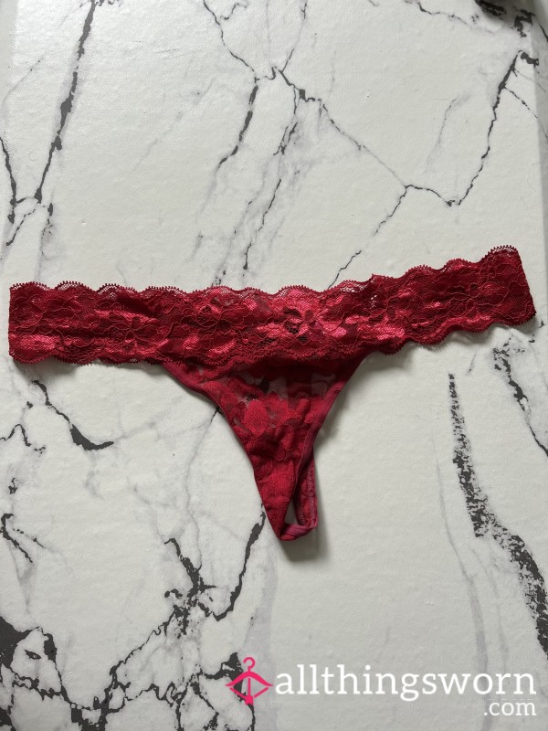 Ruby Red Lace Thong