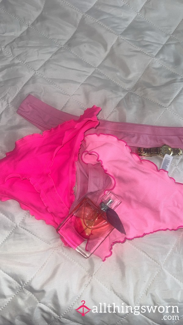 💖 Ruby’s Neon Pink Ruffle Thong 💖